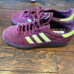 Adidas Maroon and Lime Green Sneakers